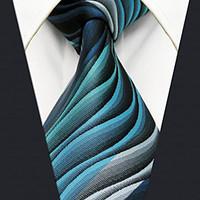 Y23 Men\'s Neckties Green Geometrical Stripes 100% Silk Business New Casual Classic