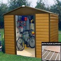 yardmaster woodgrain 86wgl metal shed 6x8 with floor support kit