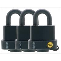 yale locks y220 51mm weatherproof padlock 3 pack