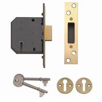 Yale 5 Lever Mortice Dead Lock Polished Brass 3in