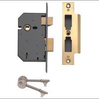 yale 5 lever mortice sash lock polished brass 3in