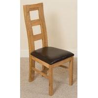 yale solid oak light wood brown leather dining chair