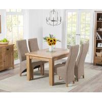 Yateley 130cm Oak Extending Dining Table with Tweed Henley Fabric Dining Chairs