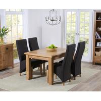 Yateley 130cm Oak Extending Dining Table with Charcoal Grey Henley Fabric Dining Chairs