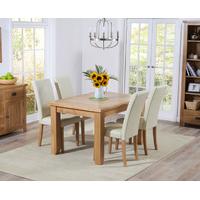 Yateley 130cm Oak Extending Dining Table with Cream Albany Chairs