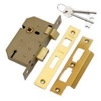 yale 64mm brass effect 3 lever mortice sashlock