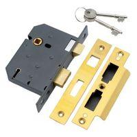 yale 76mm brass effect 5 lever mortice sashlock