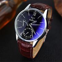 YAZOLE Luxury Brand Fashion Faux Leather Blue Ray Glass Men Watch 2015 Quartz Analog Business Wrist Watches Men montre homme Cool Watch Unique Watch