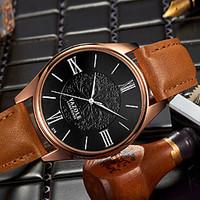 YAZOLE Men\'s Fashion Wristwatch Casual Watch Quartz Leather Band Flower Elegant Unique Cool Alloy Business Classic Watches