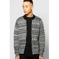 Yarn Knitted Bomber Jacket - black