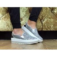 Yazmin textured glitter and diamante pumps