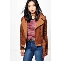 Yani Cropped Aviator Fur Lined Jacket - tan