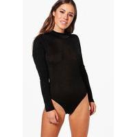 yasmin premium turtleneck slinky bodysuit black