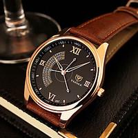 yazole mens dress watch casual watch quartz leather band black brown