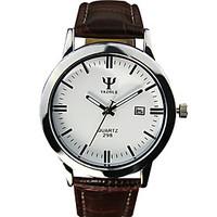 yazole mens quartz casual watch simple calendar business classic round ...