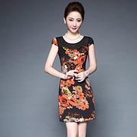 ybkcp womens going out cute sheath dressfloral round neck above knee s ...