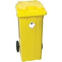 yellow clinical waste 2 wheel refuse container 240 litres