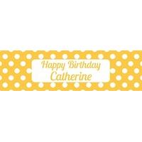 Yellow Polka Personalised Party Banner