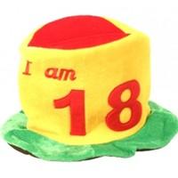 Yellow, Red & Green Age 18 Birthday Hat