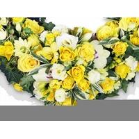 Yellow and White Funeral Wreath
