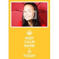 yellow 16th sixteenth birthday photo card