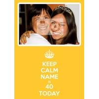 yellow 40th fortieth birthday photo card