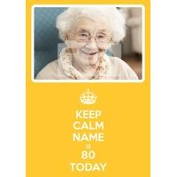yellow 80th eightieth birthday photo card