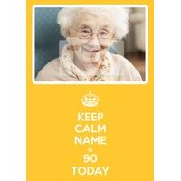 yellow 90th ninetieth birthday photo card