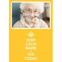 yellow 100th one hundredth birthday photo card