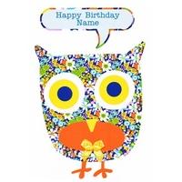 yellow owl birthday card