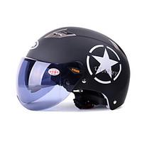 YEMA 329 Motorcycle Helmet Summer ABS Anti-UV Half Helmet For 54-61cm with Black Tea Short Lens