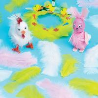 Yellow White & Pink Feathers (Pack of 130)