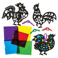 Year of the Rooster Stained Glass Decorations (Pack of 6)