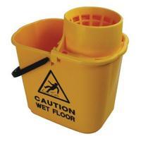 Yellow Plastic Mop Bucket with Wringer 15 Litre 102946YL
