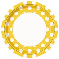 Yellow Polka 9in Paper Party Plates