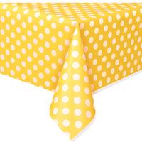 Yellow Polka Plastic Table Cover
