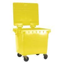 yellow wheeled 770 litre bin with flat lid 377389