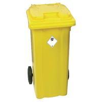 yellow clinical waste 2 wheel refuse container 120 litres 377918