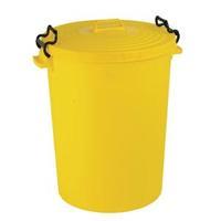 yellow light duty 110 litre dustbin with lid 382069