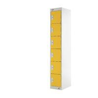 yellow door 450mm deep six compartment locker mc00072