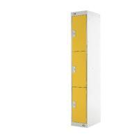 yellow door 450mm deep three compartment locker mc00054