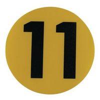 YELLOW FLOOR IDENTIFICATION MARKER PRINTED BALCK NUMBER 11 190MM DIA