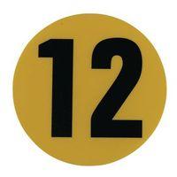 YELLOW FLOOR IDENTIFICATION MARKER PRINTED BALCK NUMBER 12 190MM DIA