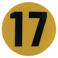 YELLOW FLOOR IDENTIFICATION MARKER PRINTED BALCK NUMBER 17 190MM DIA