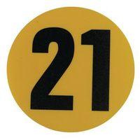 YELLOW FLOOR IDENTIFICATION MARKER PRINTED BALCK NUMBER 21 190MM DIA