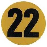 YELLOW FLOOR IDENTIFICATION MARKER PRINTED BALCK NUMBER 22 190MM DIA