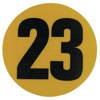 YELLOW FLOOR IDENTIFICATION MARKER PRINTED BALCK NUMBER 23 190MM DIA