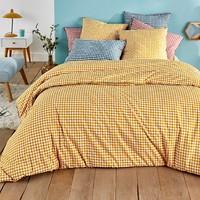 yellow tie print cotton percale duvet cover