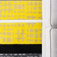 yellow grey contemporary patchwork living room rug rio 120x170cm