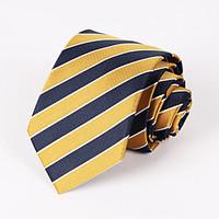 yellow and navy blue striped tie pt065